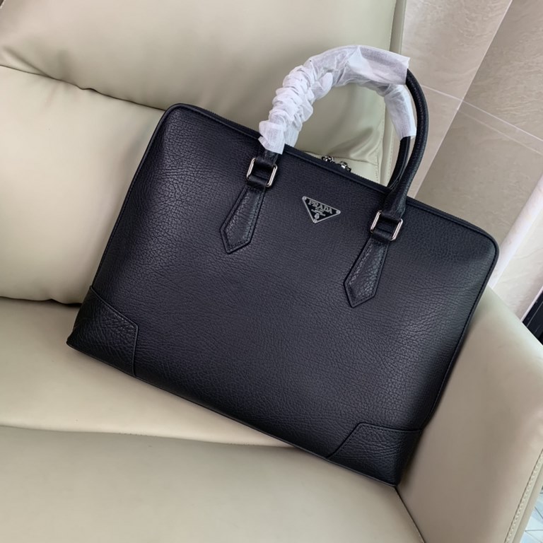 Top counter rats high-end goods 2023 latest hot models Prada imported head layer cowhide handheld briefcase a large number of shipments, clamoring counter goods   top original single goods   paper talking about bragging 