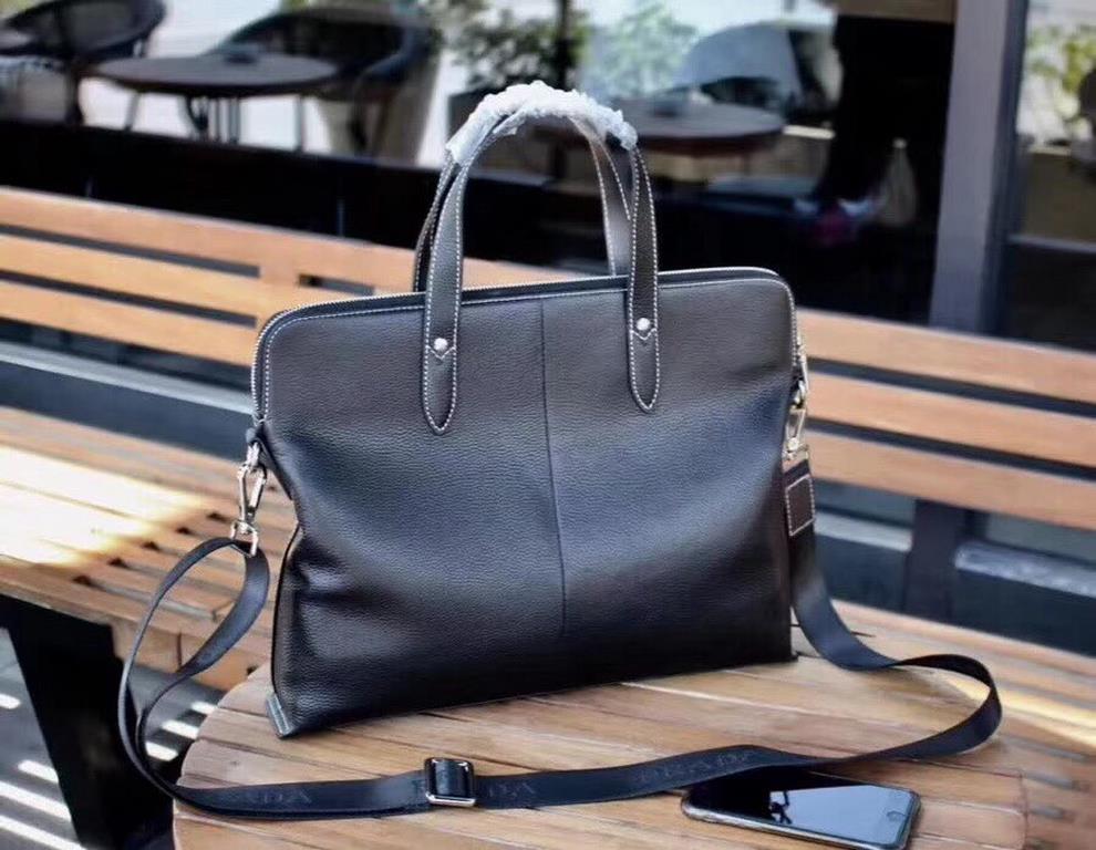 Exclusive  [Original Goods] Prada Tote Crossbody BagModel 33161Size 39-28-7Counter new    Heavy hit replica   original leather replica   leather super soft   oversized capacity   customized counter original hardware  smo