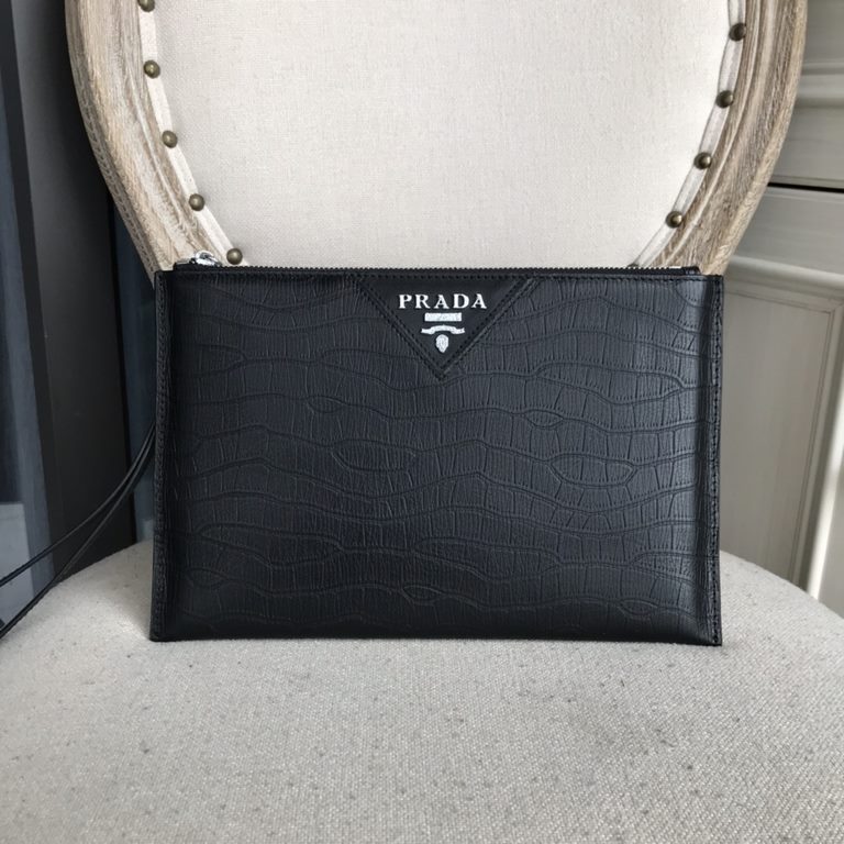 Top counter rat ruthless goods 2022 latest style Prada imported head layer flower leather men's clutch envelope bag fire models a large number of shipments to pull, clamoring counter goods  top original single goods  pap