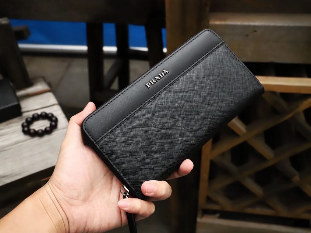 () [Original] PRADA Prada  [Model] 666071 small wallet [Size] 19-10-2.5cm [Color] black high-end quality (original authentic) [Material] PRADA counter purchases of the classic  the original imported   cowhide  authentic 