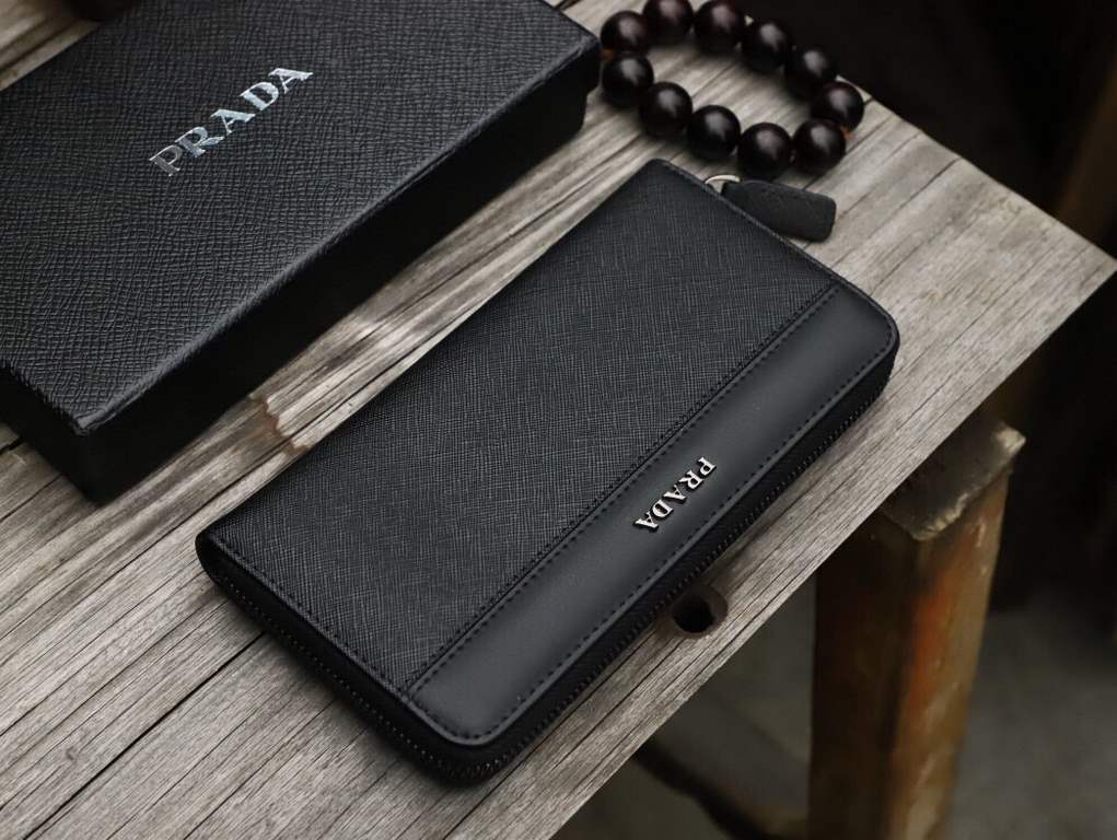 () [Original] PRADA Prada  [Model] 666071 small wallet [Size] 19-10-2.5cm [Color] black high-end quality (original authentic) [Material] PRADA counter purchases of the classic  the original imported   cowhide  authentic 