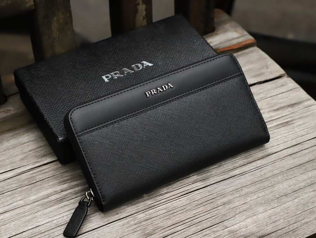 () [Original] PRADA Prada  [Model] 666071 small wallet [Size] 19-10-2.5cm [Color] black high-end quality (original authentic) [Material] PRADA counter purchases of the classic  the original imported   cowhide  authentic 