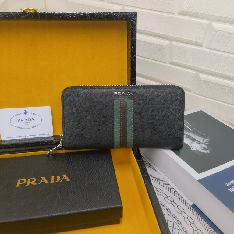 () [Original] Prada  [Model] 666097 small wallet [Size] 19-10-2.5cm [Color] black high-end quality (original authentic) [Material] Prada counter purchases classic  original imported   cowhide  authentic imports of YKK lo