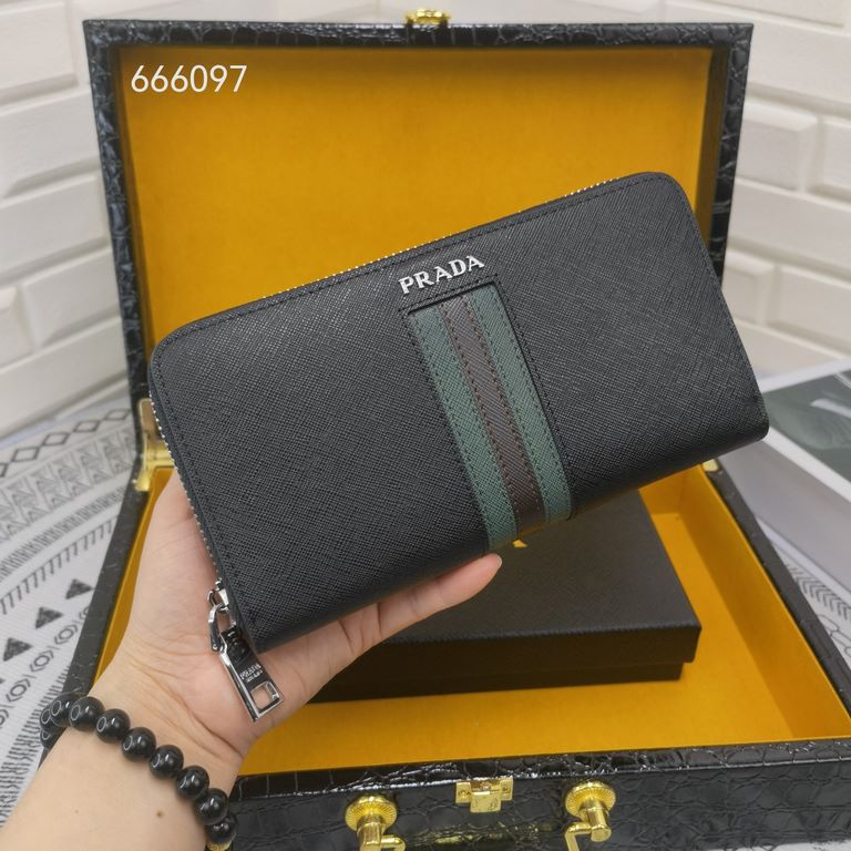 () [Original] Prada  [Model] 666097 small wallet [Size] 19-10-2.5cm [Color] black high-end quality (original authentic) [Material] Prada counter purchases classic  original imported   cowhide  authentic imports of YKK lo