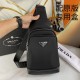 [With the original special box], the latest style, Prada men's chest bag   original single quality using imported nylon cloth material lightweight, comfortable, smooth texture, delicate feel Noble hardware low-profile lu