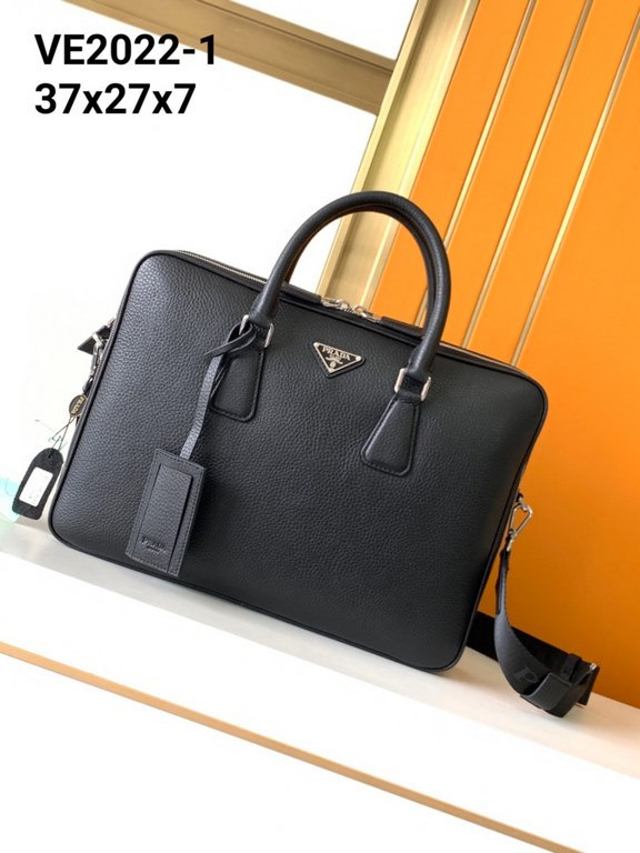 The original official network briefcase Model VE2022-1 # top original single goods Prada counter the latest models, high-end atmosphere, fashion and taste, the latest top counter natural 繂 deerskin, feel soft thickness e