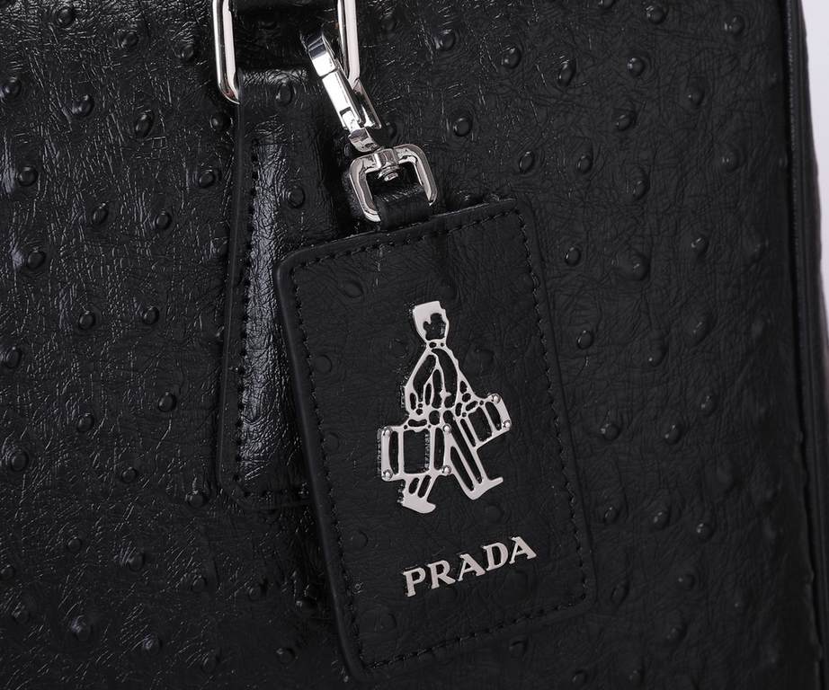 PRADA latest explosive models   Model P8018 [ counter private goods men's briefcase        ] the original factory private goods quality! Europe original factory special ostrich grain cowhide ! The original hardware LOGO!