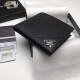 [Original quality] PRADA men's short money clip   New Year's new models Model ML312, color black - corner loose word mark   Italy's top single cross grain cowhide texture excellent, imported threaded lining imported whit