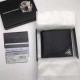 [Original quality] PRADA men's short money clip   New Year's new models Model ML312, color black - corner loose word mark   Italy's top single cross grain cowhide texture excellent, imported threaded lining imported whit