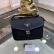 PRADA Prada new shoulder bag is shipped, fashionable style, high end gas! Made of first layer imported cross grain leather cow with waterproof nylon cloth, original hardware A must-have product for home travel  Model 951