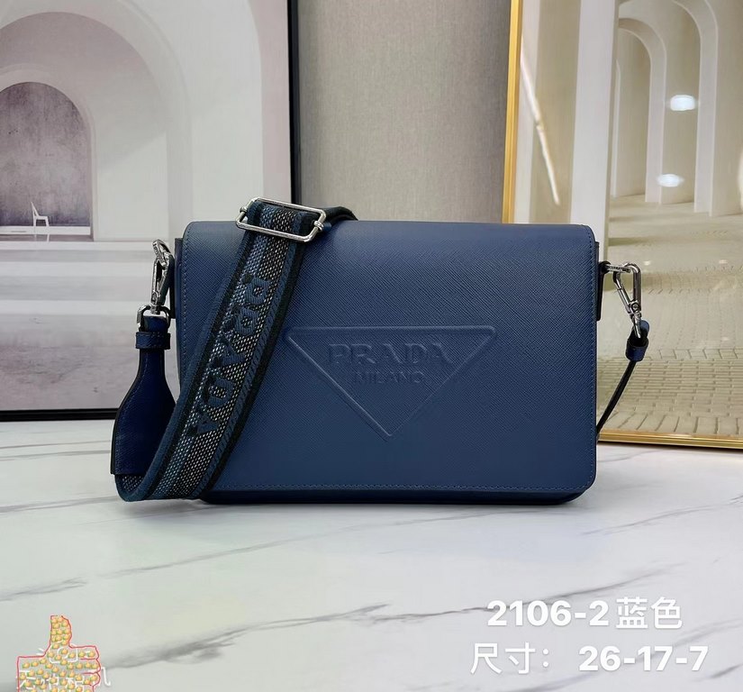 Original single 2106-2 # blue top original single goods Prada counter the latest models, high-end atmosphere, fashion and taste, the latest top counter imported first layer Spanish grain cowhide, texture high-end atmosph