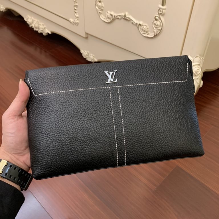 With box Prada presents   Luxury   Men's Clutch, Platinum in Selected Leather - High-grade Imported Cowhide, Imported Cowhide Lining Design   Uniform alignment [Bolt] Extra-large internal space   Unique design [Bolt] Fas