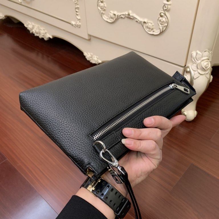 With box Prada presents   Luxury   Men's Clutch, Platinum in Selected Leather - High-grade Imported Cowhide, Imported Cowhide Lining Design   Uniform alignment [Bolt] Extra-large internal space   Unique design [Bolt] Fas