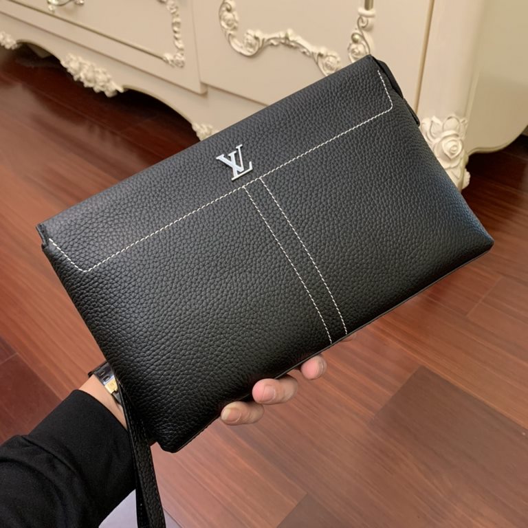 With box Prada presents   Luxury   Men's Clutch, Platinum in Selected Leather - High-grade Imported Cowhide, Imported Cowhide Lining Design   Uniform alignment [Bolt] Extra-large internal space   Unique design [Bolt] Fas