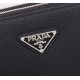 [Top original single quality] 2022 the latest models of combination lock Prada double zipper handbag Europe's original imported cowhide sketched iconic lines, using imported equipment production, fashion trend, counter q