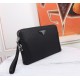 [Top original single quality] 2022 the latest models of combination lock Prada double zipper handbag Europe's original imported cowhide sketched iconic lines, using imported equipment production, fashion trend, counter q