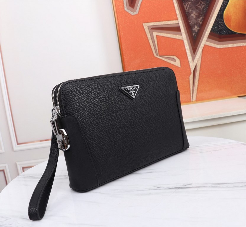 [Top original single quality] 2022 the latest models of combination lock Prada double zipper handbag Europe's original imported cowhide sketched iconic lines, using imported equipment production, fashion trend, counter q