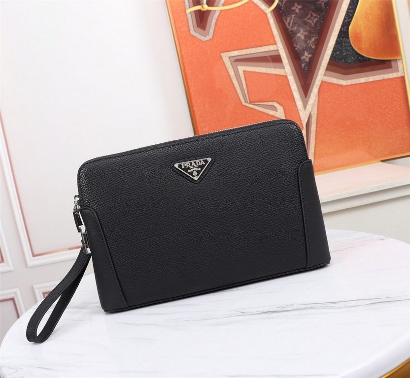 [Top original single quality] 2022 the latest models of combination lock Prada double zipper handbag Europe's original imported cowhide sketched iconic lines, using imported equipment production, fashion trend, counter q