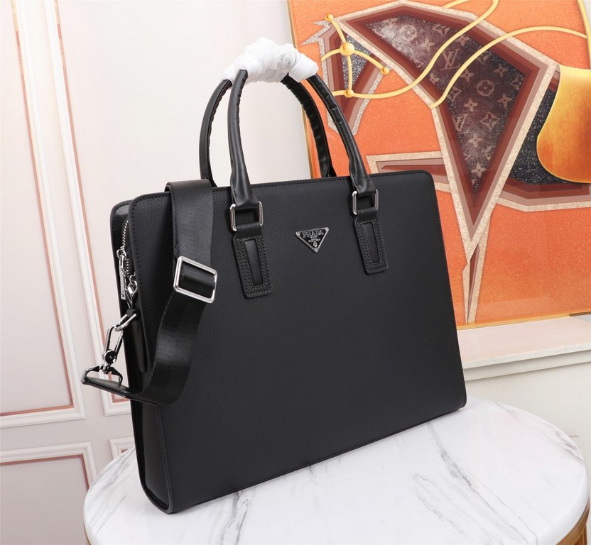 【Top Original Quality】 2022 Newest Prada Briefcase The original European imported cowhide outlines the iconic lines, made with imported equipment, fashionable and trendy, counter quality, more zipper pockets and internal