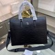 PRADA Prada New Briefcase Made of imported crocodile grain cowhide leather, top polished stainless steel finish metal accessories , front exterior triangular enamel logo, inner double compartment, simple and generous bus