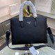 PRADA Prada New Briefcase Made of imported cowhide leather, top polished stainless steel finish metal accessories , front exterior triangular enamel logo, double zipper design, simple and generous business Successful men