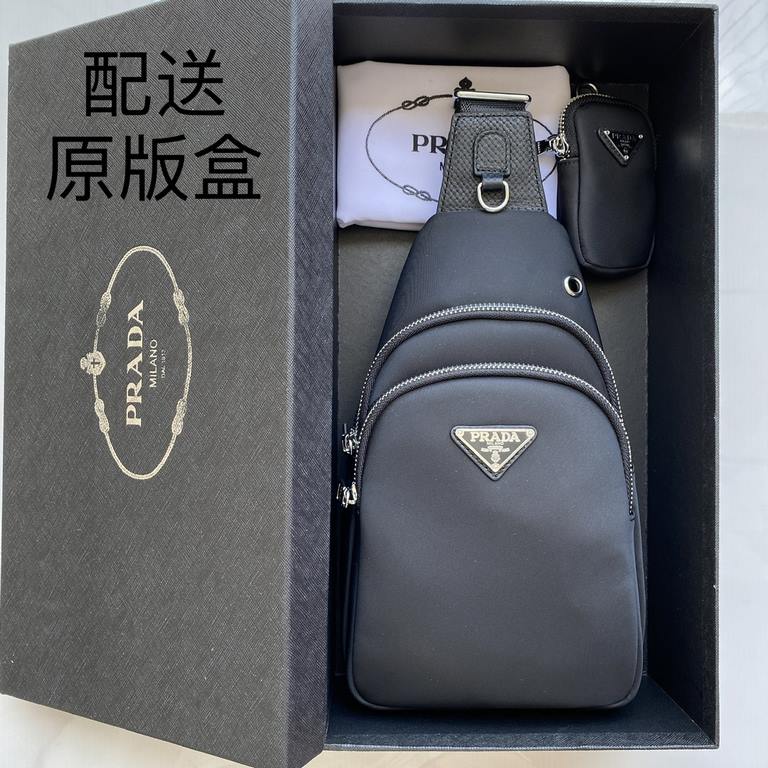 Prada's newest style, men's chest bag   original single quality Made of imported nylon cloth lightweight, comfortable, smooth texture, delicate feel Noble hardware Low-profile luxury connotation Fashion casual handsome C