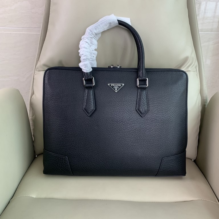 Top counter rats high-end goods 2023 latest hot models Prada imported head layer cowhide handheld briefcase a large number of shipments, clamoring counter goods   top original single goods   paper talking about bragging 