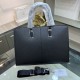 PRADA Prada New Briefcase Made of imported cowhide leather, top polished stainless steel finish metal accessories , front exterior triangular enamel logo, ring head with combination lock, simple and generous business Suc