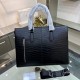 PRADA Prada New Briefcase Made of imported crocodile grain cowhide leather, top polished stainless steel finish metal accessories , front exterior triangular enamel logo, inner double compartment, simple and generous bus