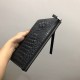 Top original single Prada men's casual envelope folder bag, with 12 card positions, inner pocket multi-space pattern, imported head layer cowhide pressure crocodile pattern, the original board hardware, YKK zipper super 