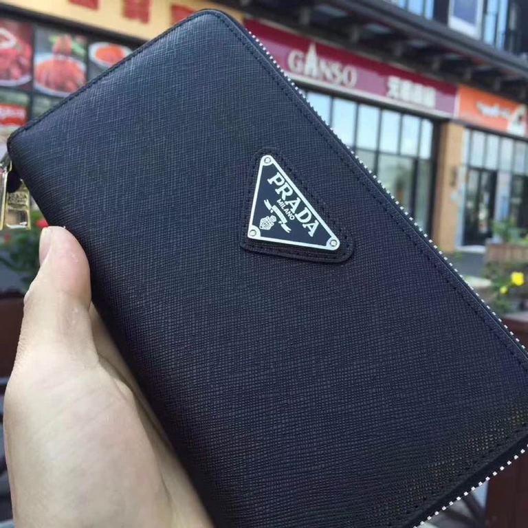 () [Original] PRADA Prada  [Model] 666047 small wallet [Size] 19-10-2.5cm [Color] black high-end quality (original authentic) [Material] PRADA counter purchases of the classic  the original imported   cowhide  authentic 