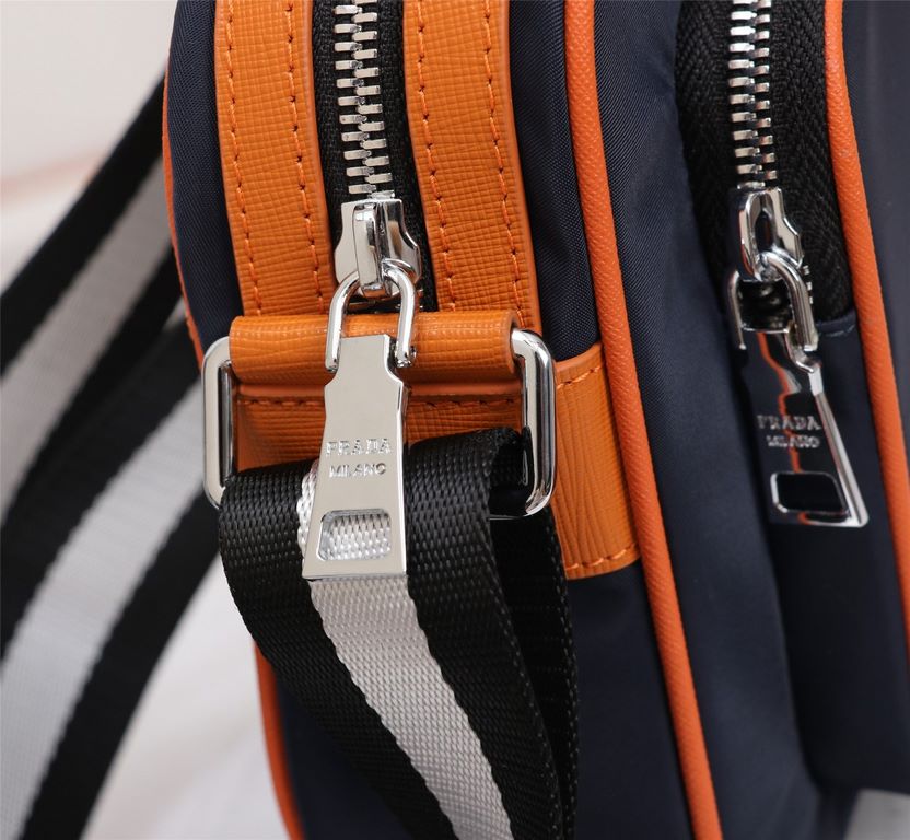 [Top original single quality] 2022 latest models Prada Double Lara shoulder bag crossbody bag European original imported Prada special cloth outlined cross grain pattern iconic lines, using imported equipment production,