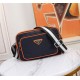 [Top original single quality] 2022 latest models Prada Double Lara shoulder bag crossbody bag European original imported Prada special cloth outlined cross grain pattern iconic lines, using imported equipment production,