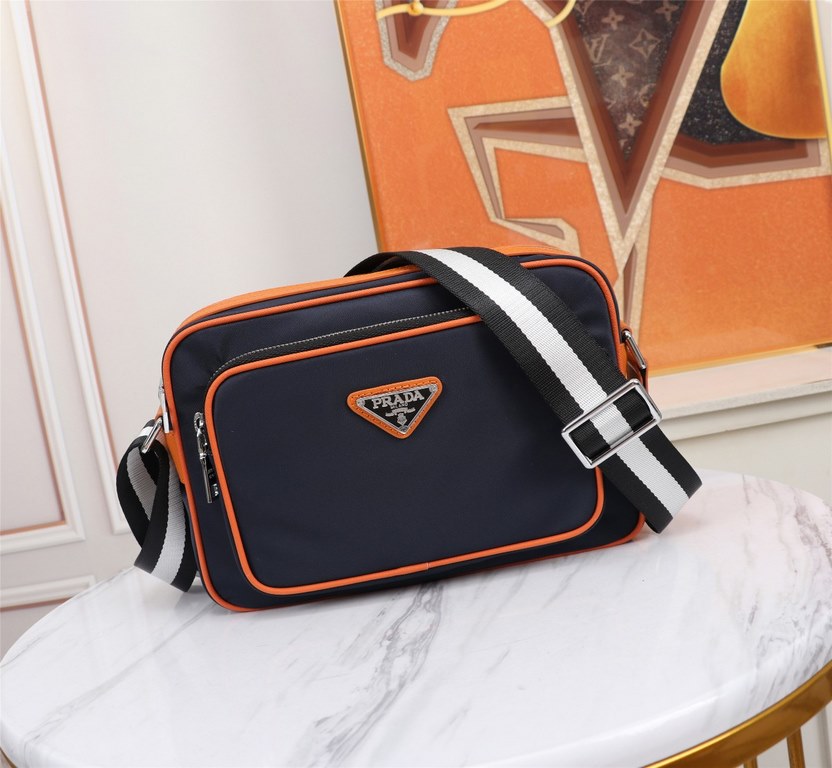 [Top original single quality] 2022 latest models Prada Double Lara shoulder bag crossbody bag European original imported Prada special cloth outlined cross grain pattern iconic lines, using imported equipment production,