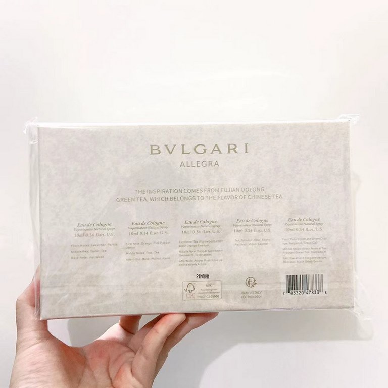 Original quality(Bvlgari Tea Series Perfume Sample Set of 5)   Bvlgari Tea Series Perfume Sample Set of 5 in 10ml! 10ml x 5 with sprayer with gift bag. Flavor green tea, black tea, white tea, black tea, blue tea.