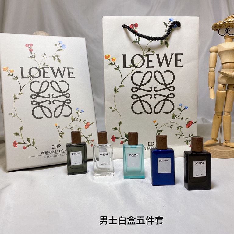 Original quality Loewe Perfume Sample 7.5ml Set of 5! White box flavor Classic Men, Unsung Hero, Black Ballad EDP, Seventh Movement, Energetic Men, Pink box flavor Classic Women, Miracle Skylight, Coral Sea, Solo Manifes