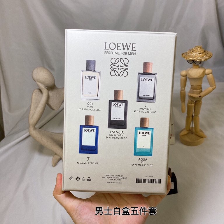 Original quality Loewe Perfume Sample 7.5ml Set of 5! White box flavor Classic Men, Unsung Hero, Black Ballad EDP, Seventh Movement, Energetic Men, Pink box flavor Classic Women, Miracle Skylight, Coral Sea, Solo Manifes