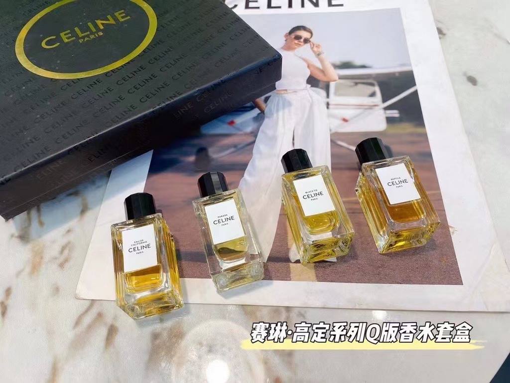 Original qualityceline celine perfume sample set of 4   celine q version of 10ml perfume set of four, the set contains uninhibited, dress, California, show off the