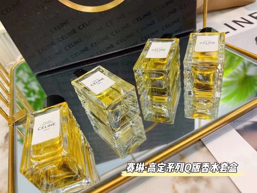 Original qualityceline celine perfume sample set of 4   celine q version of 10ml perfume set of four, the set contains uninhibited, dress, California, show off the