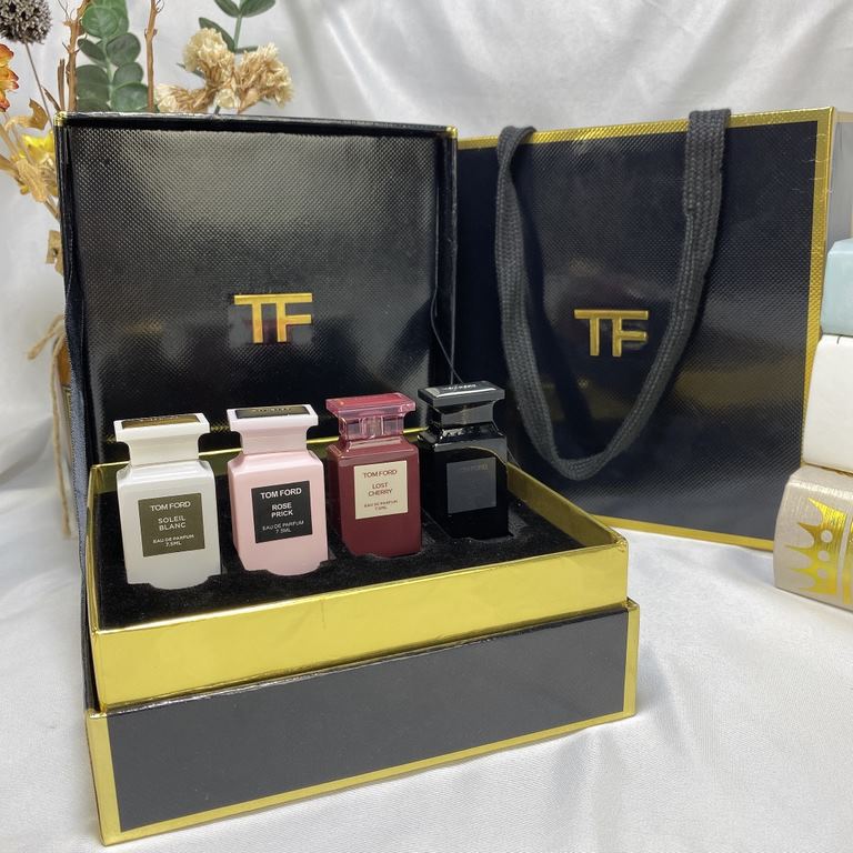 Original single qualityTom Ford high-end gift box perfume four sets, with counter gift bag, Q version of the perfume, 4 super mini popular models of the scent 7.5ml × 4, drop wipe,   nozzle, the flavor were sunshine ambe