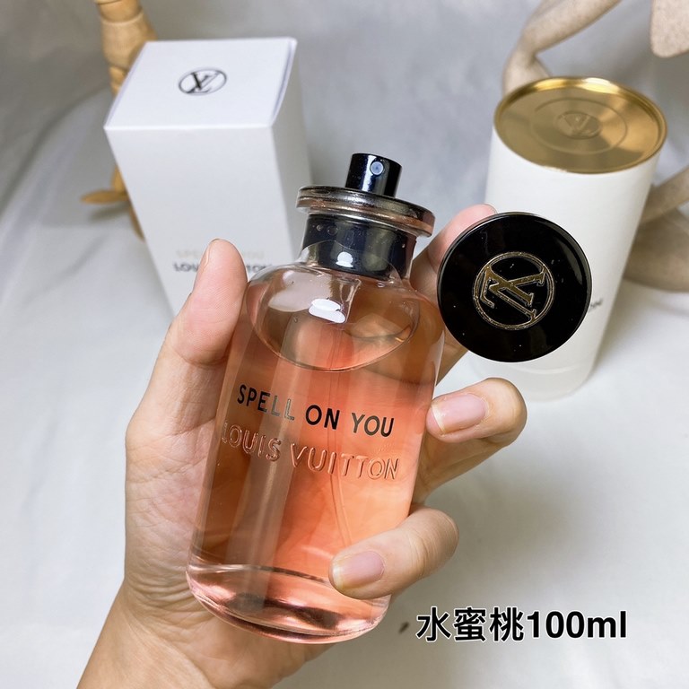 Original quality LV perfume 100ml! Flavor transparent bottle rose peach.