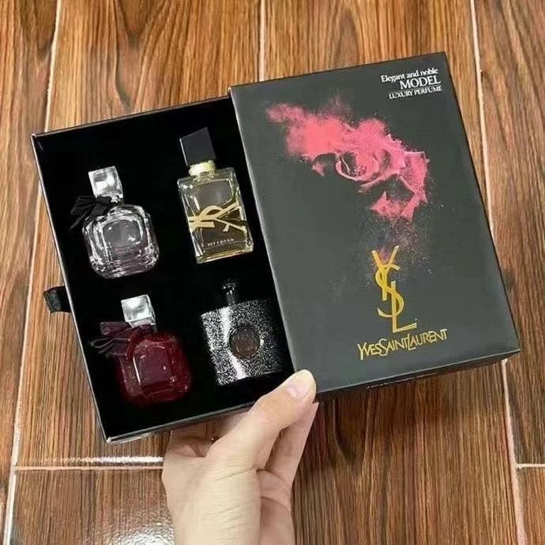 Original qualitySaint Laurent perfume samples  drawer models   Arrival  New Saint Laurent Q perfume samples set of four! Contains Reverse Paris, Rose Paris, Scent of Freedom, Black Opium   four are Saint Laurent's most p