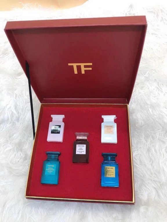 Original qualityTF perfume 5pcs red gift box edition, Q perfume 7.5ml, set contains   cherry   thorny rose   neroli oil   orange blossom water   sunny amber