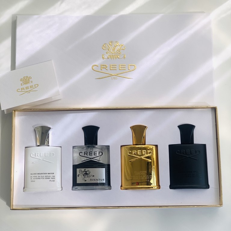 Original qualityCreed Perfume Medium Sample 30ml Set of 4! 30ml x 4 with spout. Contains Silver Mountain Spring, Junior Empire, Irish Green Flower, Napoleon's Water.