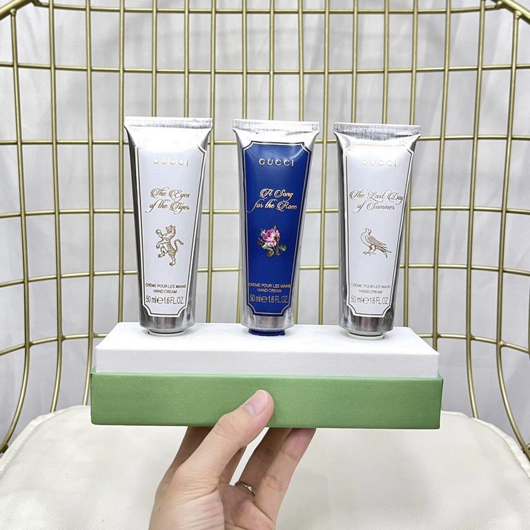 Original qualityGucci Alchemist Garden Hand Cream Trio! 50ml x 3 with Gift Bag. Scent Winter's Spring, Ode to CURLS, Flower's Beginning.