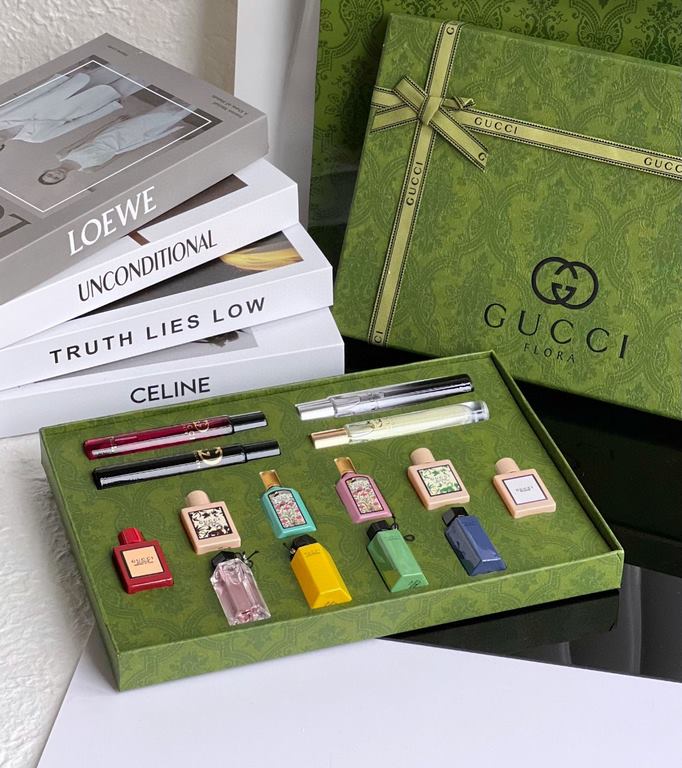 Original quality  GUCCI Family Q Fragrance 14-Piece SetYou can have the Gucci perfume collection in one gift box, it's really worth it   There are four collections Sinful Love, Charming Dreams, Flower Delight, and Dance 