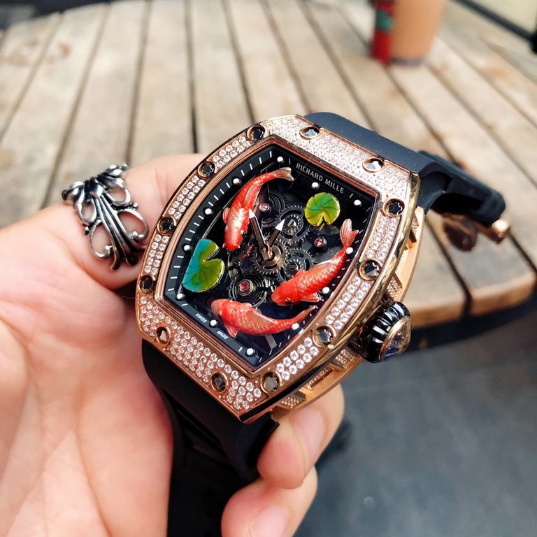 Brand Richard Mille RICHARD MILLE Model RM57-01 [Year have fish] Series Men's Mechanical Series Movement Automatic mechanical movement Mirror anti-glare anti-scratch crystal glass watch mirror Ao Case 316 steel Ao Case S