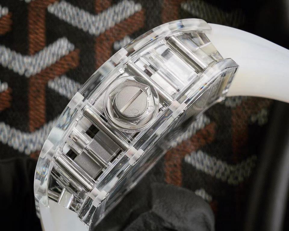 Richard Mille RM35-02, Glass Transparent Series! A work of innovation! All-glass case with the hottest skeletonized design! Japanese automatic Seiko movement, the most accurate movement, with a comfortable and soft rubbe