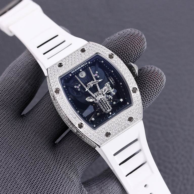 Richard MilleThe newest addition to the All Star Collection, the diamond encrusted case and the original mechanical movement emphasize the sporty style of this timepiece. The floating skeleton movement can be seen throug