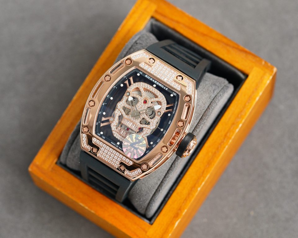 Z factory production   Richard Mille   [RICHARD MILLE] the latest upgrade special edition polished glossy shell gold glitter Let you bring out the most handsome and most special and most personalized classic Ghost Head, 